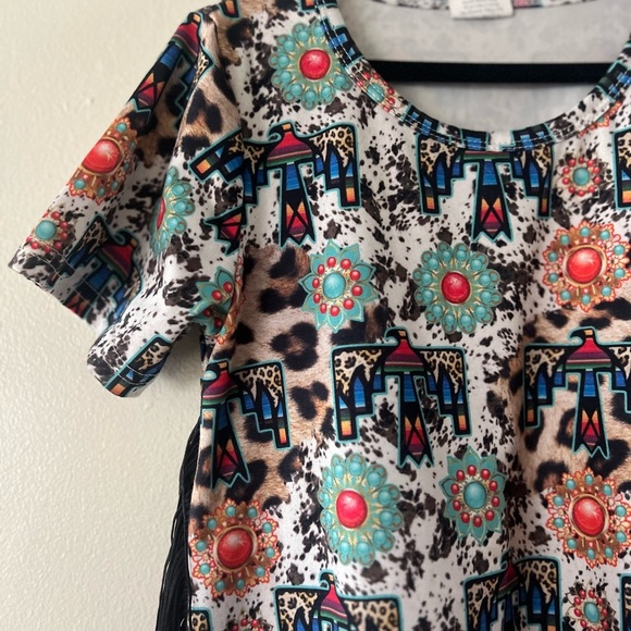 Western Patterned Kids Casual Dress - Picture 3 of 4